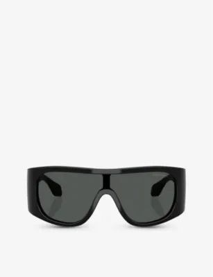 GIORGIO ARMANI AR8222U Rectangle-Frame Acetate Sunglasses in BLACK – Mens | Sunglasses | Rectangle