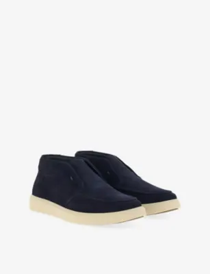 BOGGI MILANO Slip-On Suede Ankle Boots - EUR 42 / 8 UK MEN in NAVY BLUE, additional product view 3