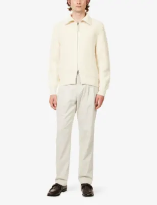 DUNHILL Double-Pleated Straight-Leg Cotton Blend Chino Trousers - 40R detail 2