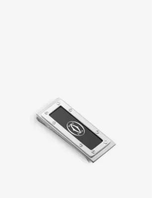 CARTIER Santos de Cartier stainless-steel and black lacquer money clip detail 2