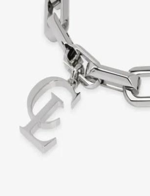 CHRISTIAN LOUBOUTIN CL Silver-Toned Metal Chain Necklace detail 3