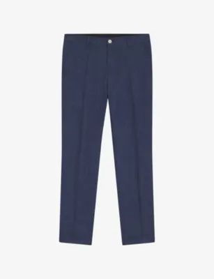 BOSS Slim-Fit Mid-Rise Linen-Blend Trousers
