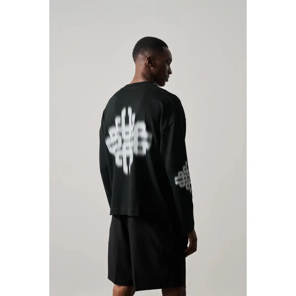 The Couture Club Men's Blurred Cotton Oversized-Fit Zip Hoodie detail 3