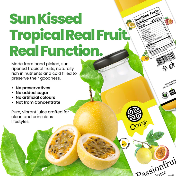 OORG Natural Passion Fruit Juice 250ml x 6, additional product view 3