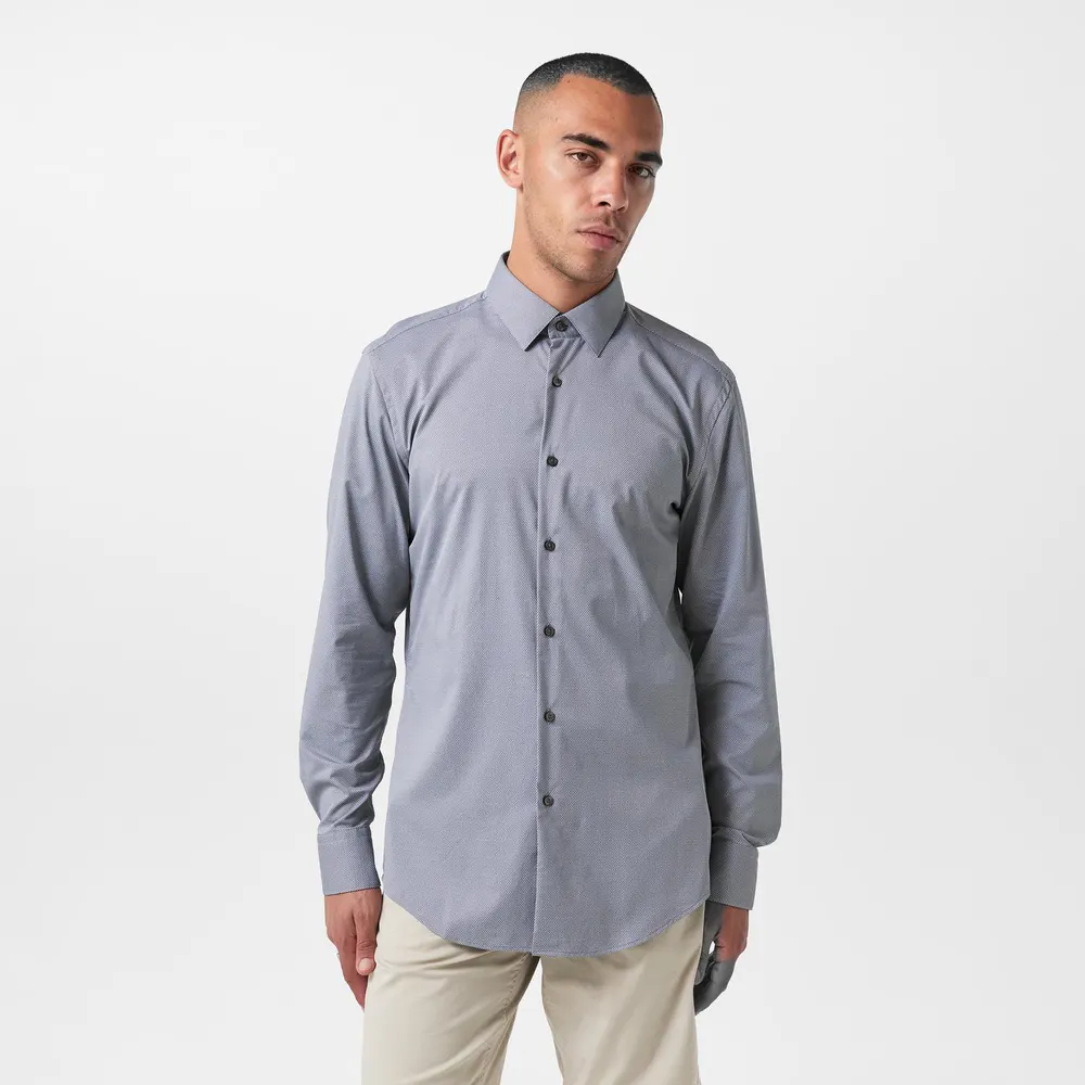 Boss Men's PHANK Long Sleeve Shirt in Dark Blue 404, additional product view 3