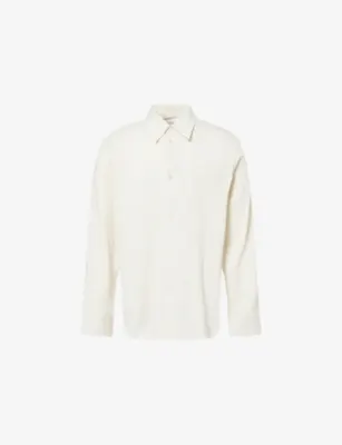 STUDIO NICHOLSON Pinstripe Oversized Cotton Shirt - Parchment / Black Stripe in Parchment / Black Stripe – Mens | Shirts | Casual Shirts | Long-sleeved