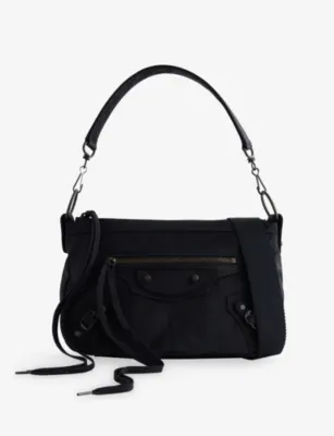 BALENCIAGA Le City Moto Small Shell-Woven Crossbody Bag