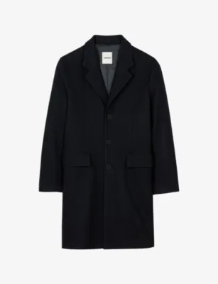 SANDRO Button-Up Regular-Fit Wool And Cashmere-Blend Coat - NAVY BLUE detail 2