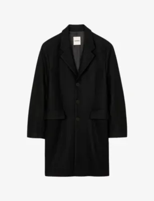 SANDRO Button-Up Regular-Fit Wool And Cashmere-Blend Coat - NAVY BLUE