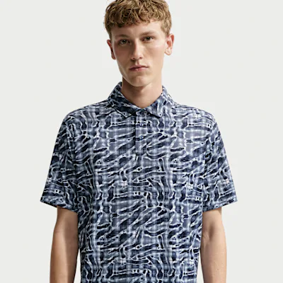 Nike Par Men's Dri-FIT Tartan Camo Print Golf Polo - Diffused Blue
