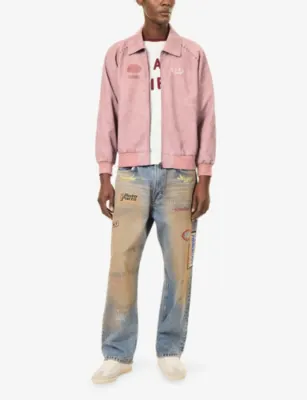 DUKE & DEXTER DR4 Sunfaded Studded Faux-Leather Bomber Jacket detail 2