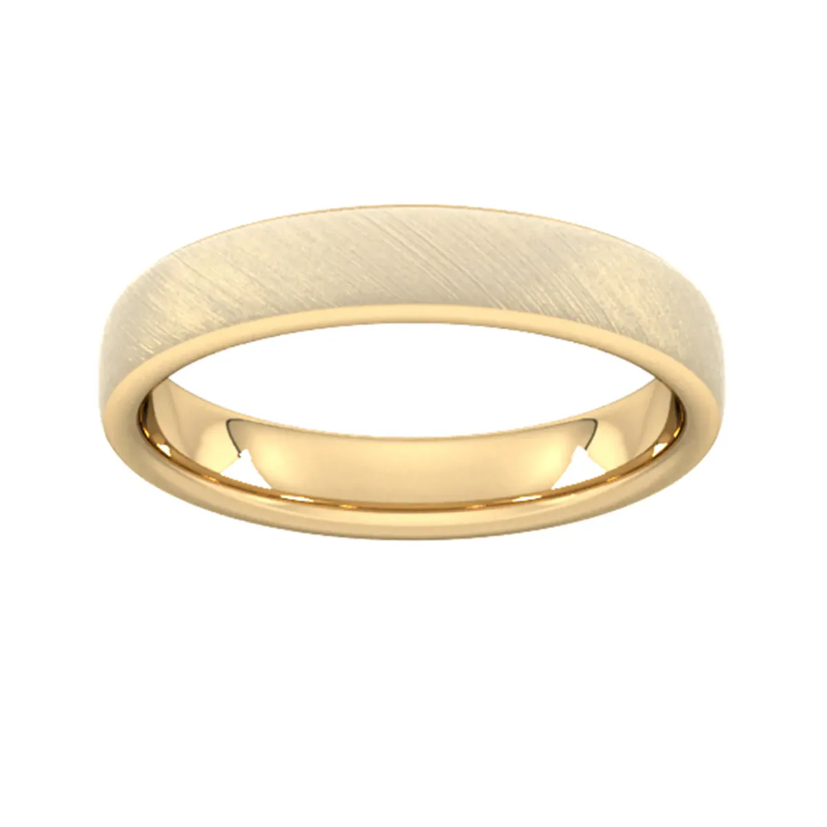 For Him 4mm Slight Court Extra Heavy Diagonal Matt Finish Wedding Ring In 18 Carat Yellow Gold