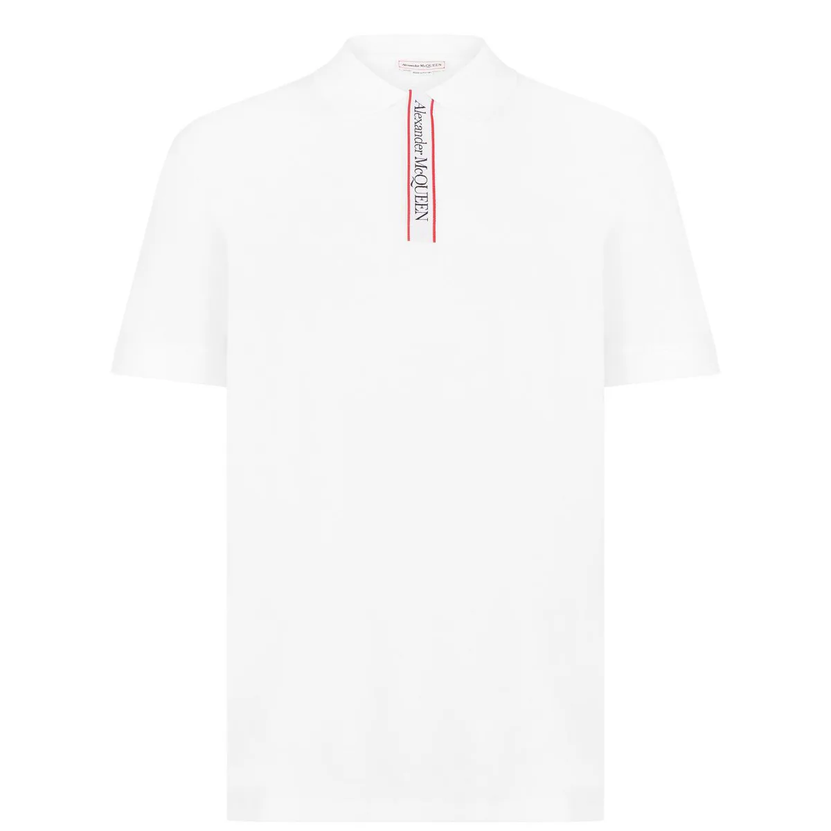 Alexander McQueen Men's Plain Cotton Tape Button Polo Shirt