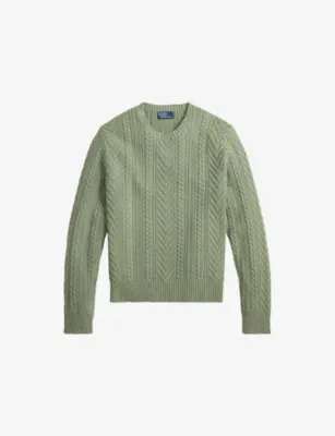 POLO RALPH LAUREN Logo-Embroidered Cable-Knit Cotton And Linen Jumper