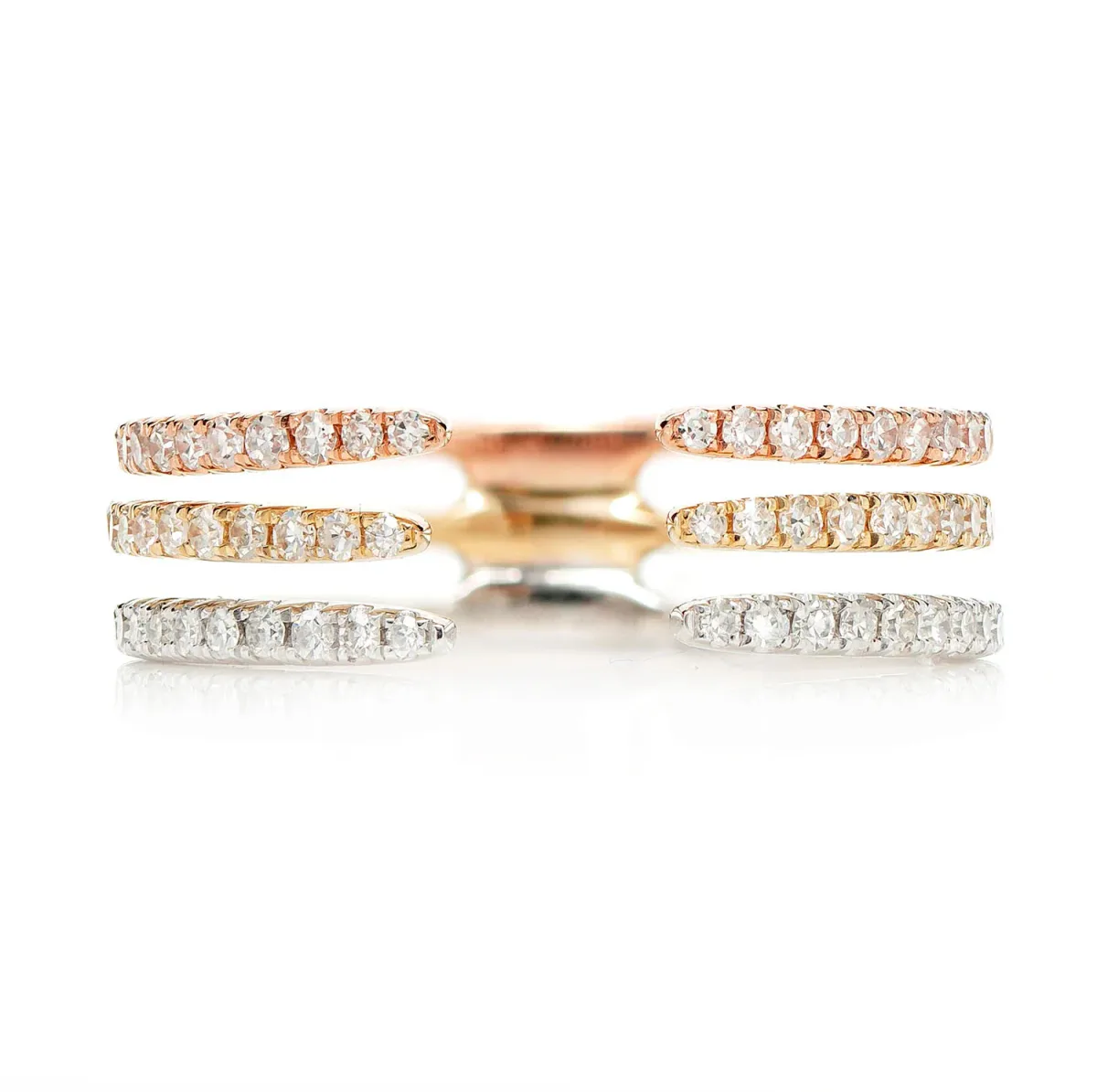 For Him Tri-Tone Triple Row Open Diamond Band in Tri Tone / Natural Diamond – Ring