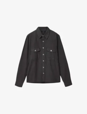 ALLSAINTS Haiku Patch-Pocket Long-Sleeve Cotton Shirt - Charcoal Marl