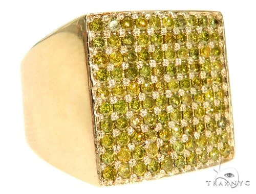 RINA - For Him FACTORY 14K Yellow Gold Green Diamond Square Ring 61507 in Rose Gold / 6 – Ring