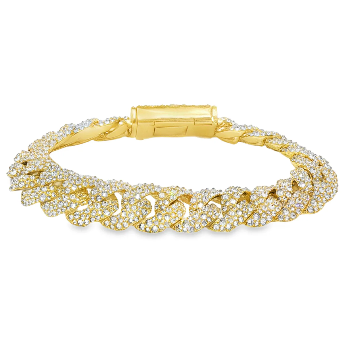 JALGAS - AMERICAS DIAMONDS Upside Down Diamond Cuban Bracelet 71385 in Yellow Gold – Bracelet