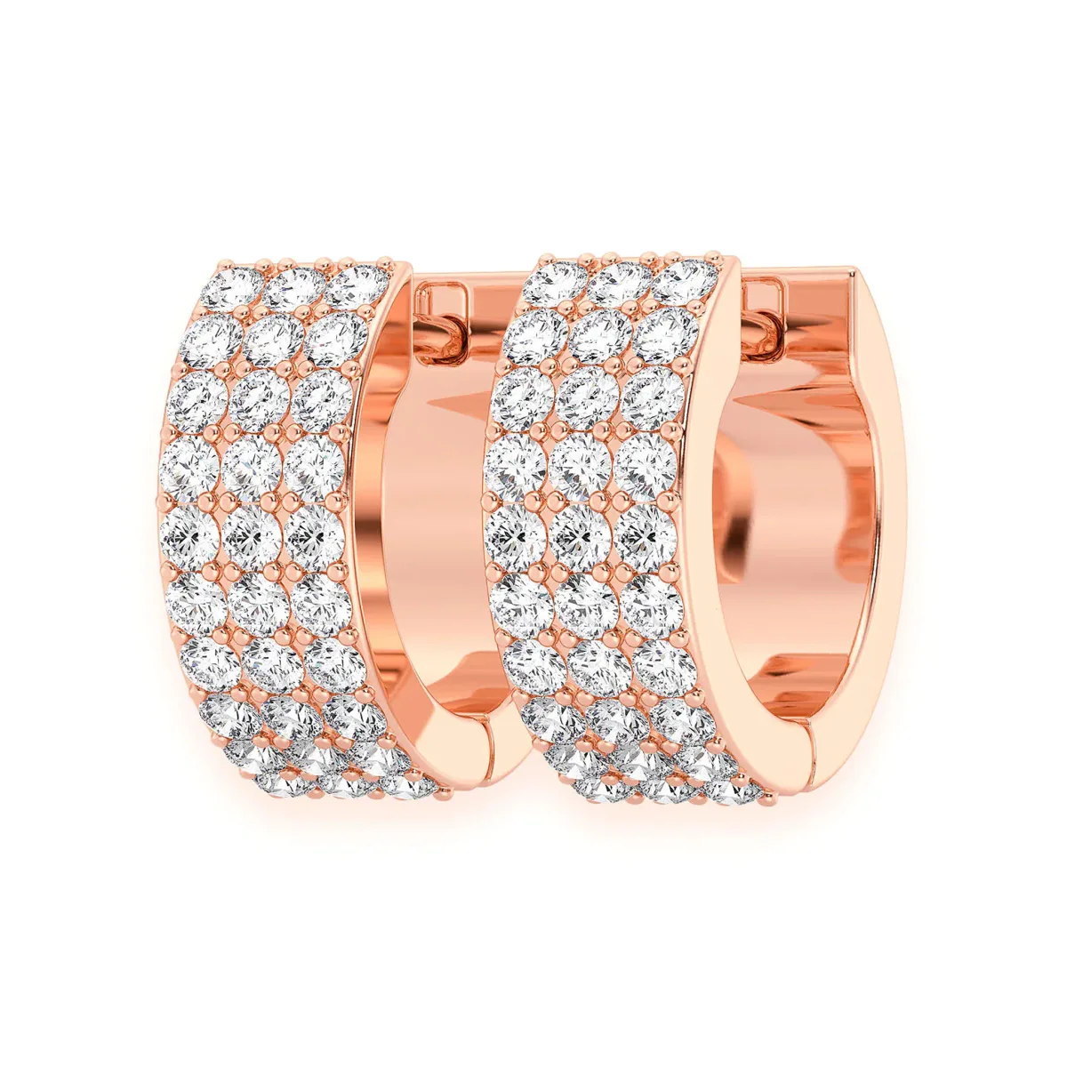 For Him Three Row Diamond Hoops in 0.33ctw / Rose Gold / Natural Diamond – Earring