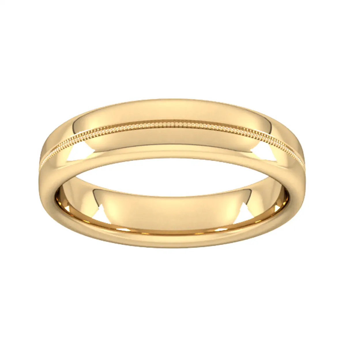 For Him 5mm Flat Court Heavy Milgrain Centre Wedding Ring In 18 Carat Yellow Gold