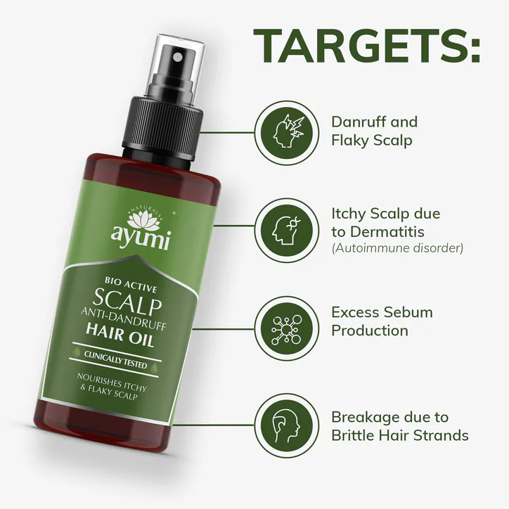 Ayumi Naturals Anti-Dandruff Scalp Hair Oil, Reduces Dandruff-Causing Yeast by 99.7%, Laboratory Tested and Certified Anti-Dandruff 100ml detail 2