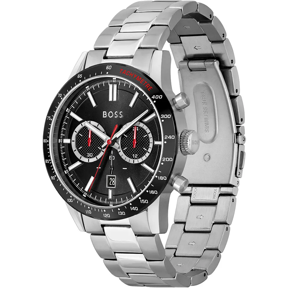 Boss Men's Allure Short-Sleeve Chronograph Functionality Watch in Steel/Black, additional product view 2