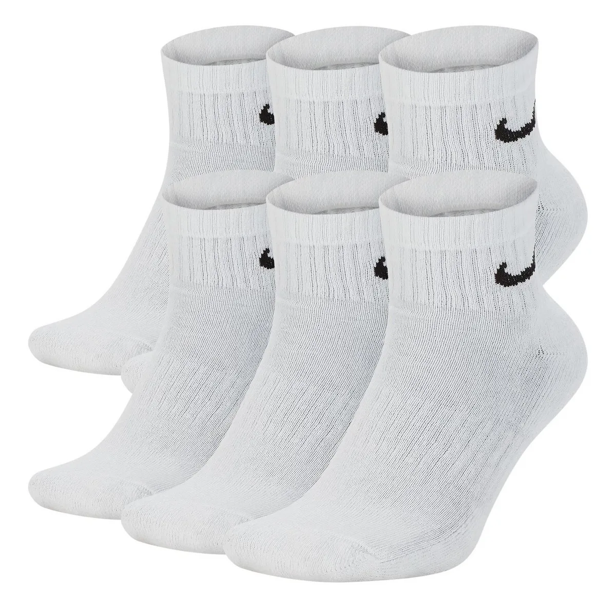 For Him Nike Men's 6 Pack Quarter Socks in White/Black – Accessories