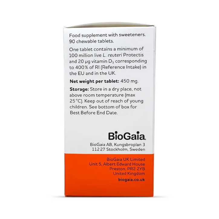 BioGaia Protectis Tablets with Vitamin D3 Orange 20 µg 90 Tablets, additional product view 3