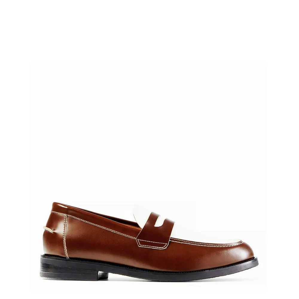 Duke and Dexter Wilde Classic Penny Loafer in Brown/Off White – Footwear