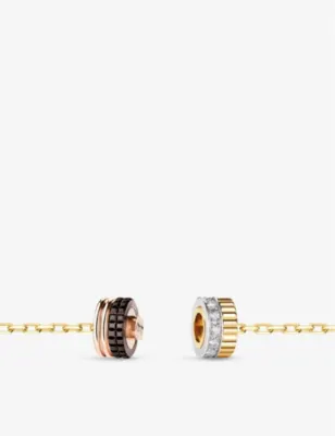 BOUCHERON Quatre Classique 18ct yellow-, white- brown and rose-gold and 0.11ct brilliant-cut pendant necklace detail 3