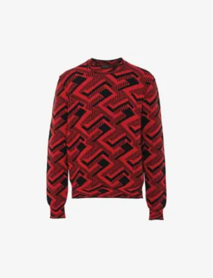 PRADA Abstract-pattern wool and cashmere-blend jumper