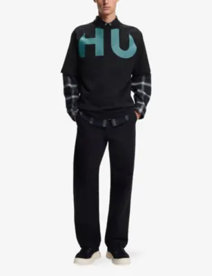 HUGO Wraparound-Logo Oversized Cotton-Jersey T-Shirt detail 2