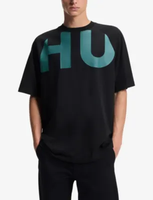 HUGO Wraparound-Logo Oversized Cotton-Jersey T-Shirt detail 3