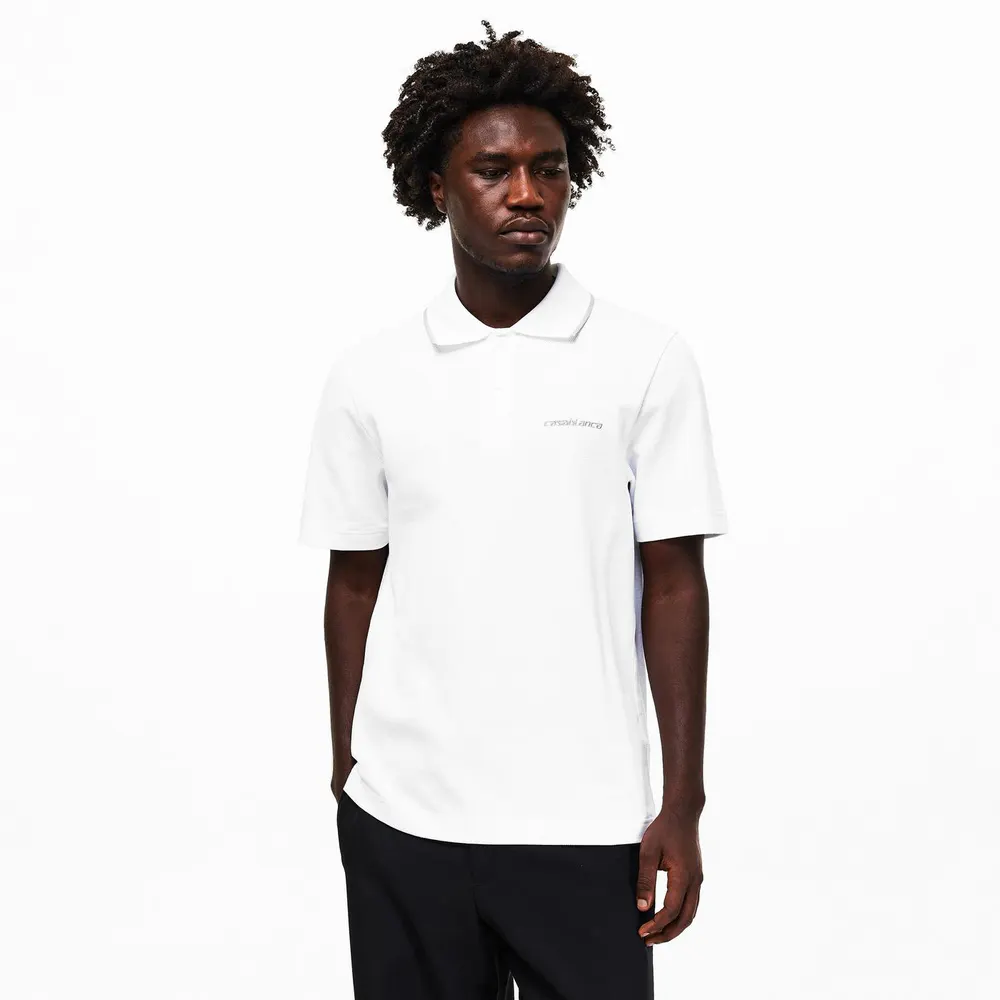 Casablanca Men's Embroidered Laurel Short Sleeve Polo Shirt detail 3