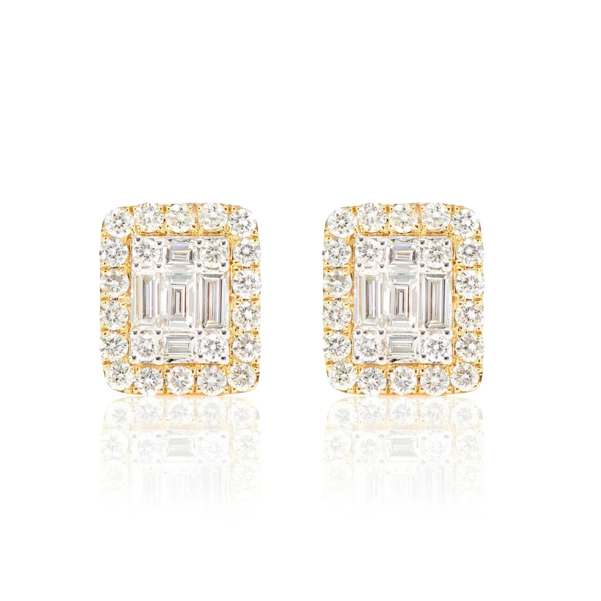 For Him Halo Diamond Baguette Stud Earrings in Rose Gold / Lab Grown Diamond – Earring