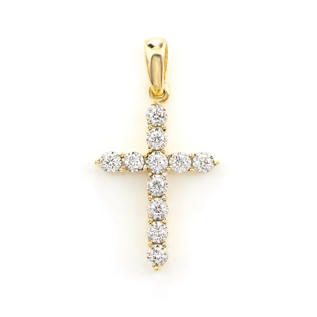 For Him One Row Miracle Set Diamond Cross Pendant 0.12ctw in Rose Gold / Lab Grown Diamond – Pendant