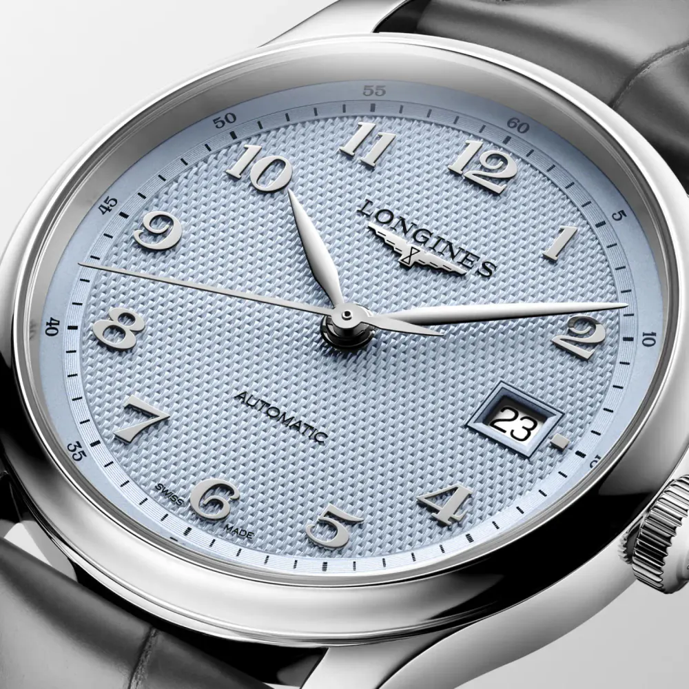 Longines Master Collection 39mm Mens Watch Light Blue Dial detail 2