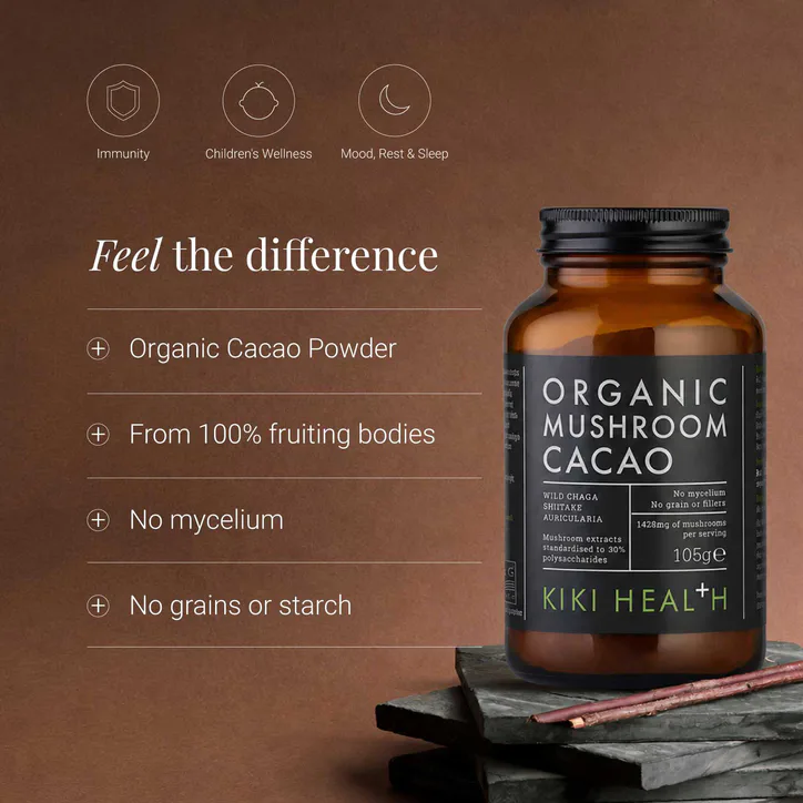 KIKI HEALTH Organic Mushroom Extract Cacao Powder - 105g detail 2