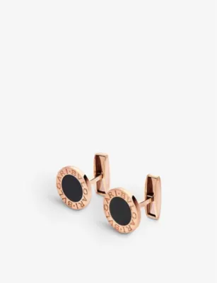 BVLGARI BVLGARI 18ct yellow-gold and onyx cufflinks detail 2