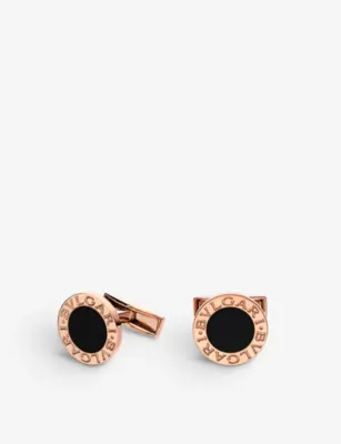 BVLGARI BVLGARI 18ct yellow-gold and onyx cufflinks