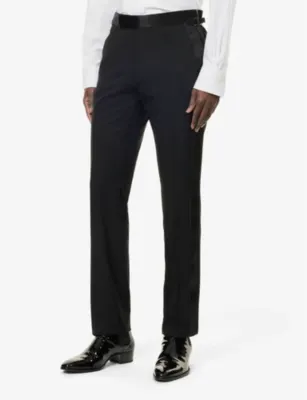 TOM FORD Adjustable-tab unhemmed straight-leg regular-fit wool trousers detail 3