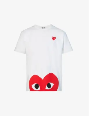 COMME DES GARCONS PLAY Half-heart logo t-shirt in WHITE – Mens | Tops & t-shirts | T-Shirts | Printed T-Shirts