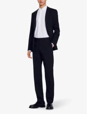 SANDRO Slim-fit tapered wool trousers in Noir / Gris, additional product view 2
