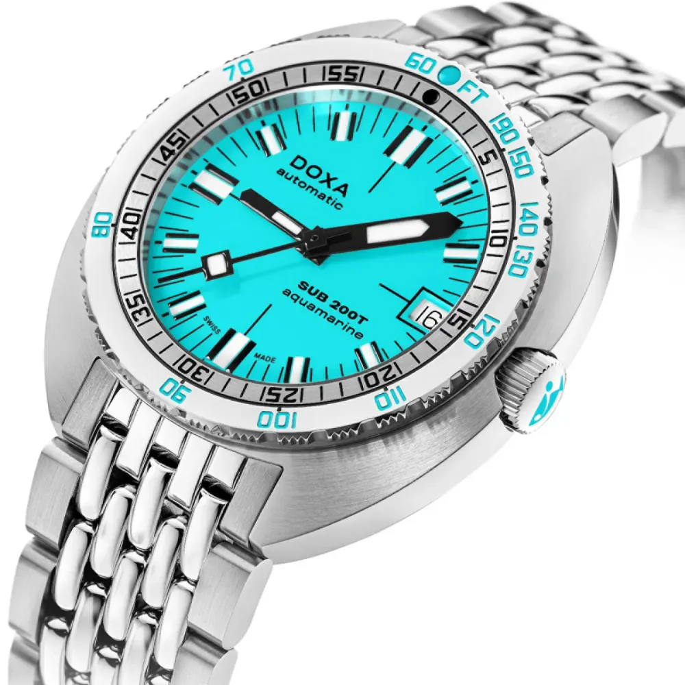 DOXA Sub 200T Aquamarine 39mm Mens Watch Turquoise in Blue, additional product view 2