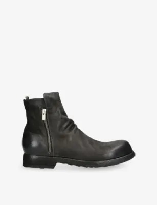 OFFICINE CREATIVE Bulla Side-Zip Leather Ankle Boots - EUR 44 / 10 UK MEN in GREY/DARK – Mens | Boots | Chelsea boots