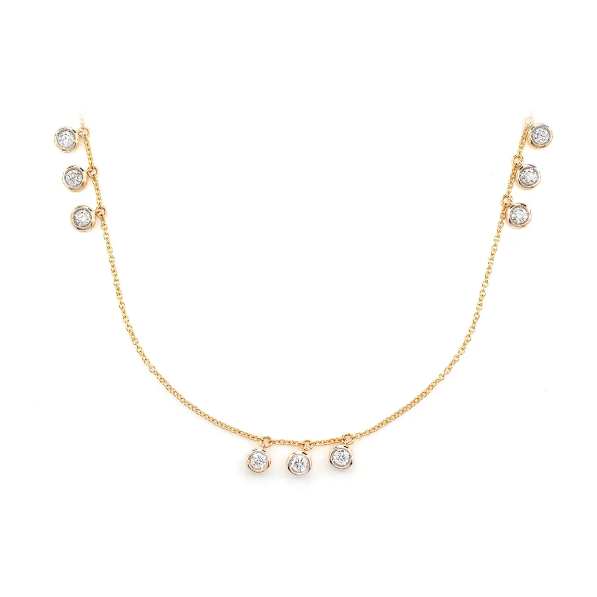 For Him Triple Bezel Diamond Drop Station Necklace