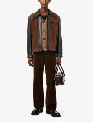 MARNI Contrast Zip-Up Leather Jacket in BLACK, additional product view 2