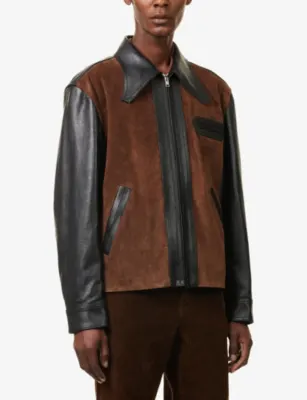MARNI Contrast Zip-Up Leather Jacket in BLACK, additional product view 3