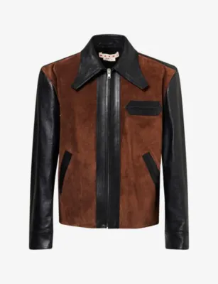 MARNI Contrast Zip-Up Leather Jacket in BLACK – Mens | Coats & jackets | Leather jackets | Leather