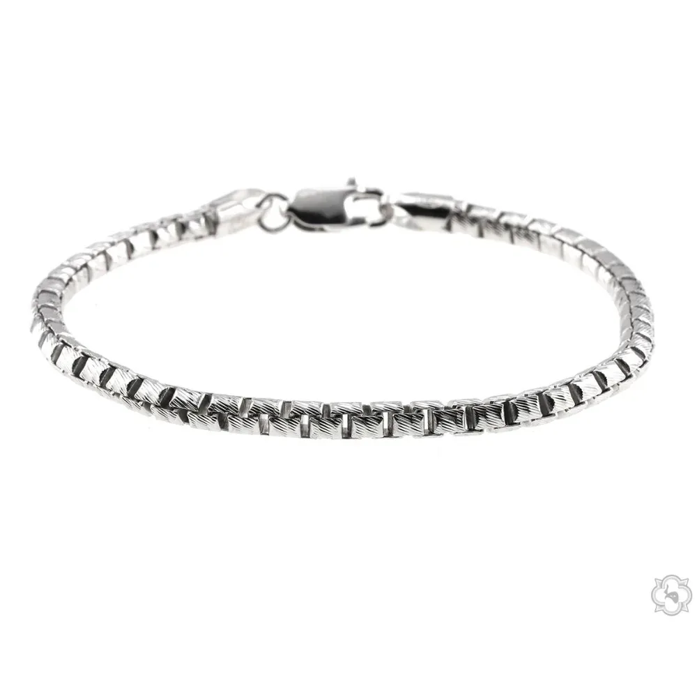 JALGAS - SKYLINE JEWELRY Silver Solid Round Slashed Box Link Bracelet 3.5mm 70625 in 8.5 Inches – Bracelet